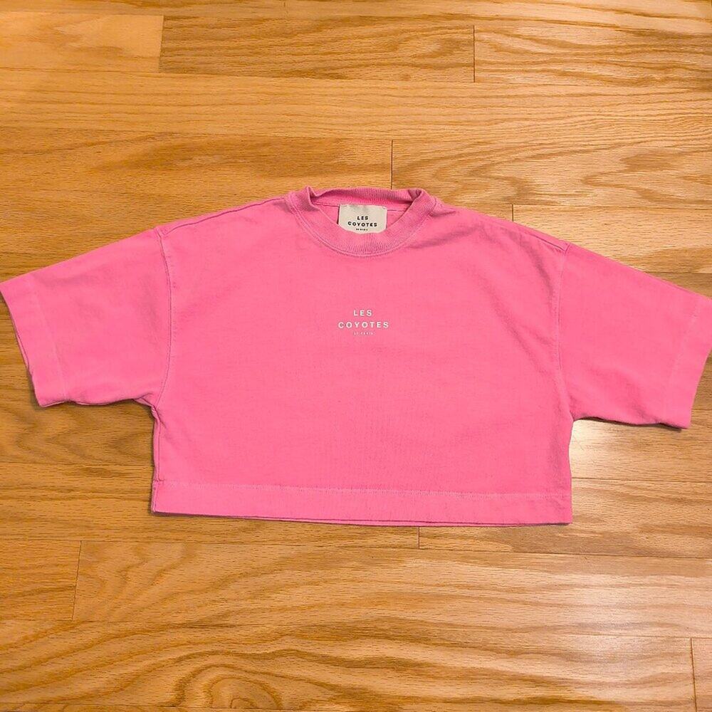 Les Coyotes de Paris, Pink Short Sleeve Cropped Sweatshirt, Girls 12/14 (GU)